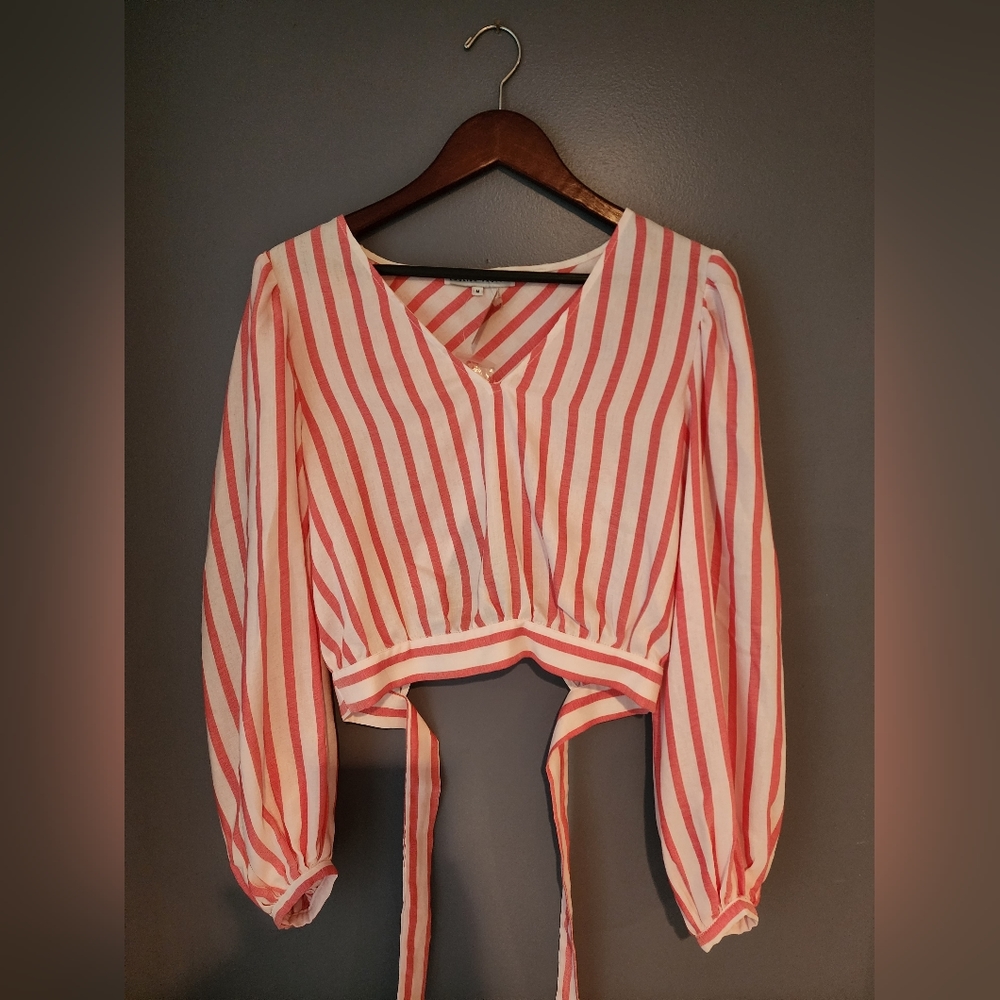 Red and white Stripe Top